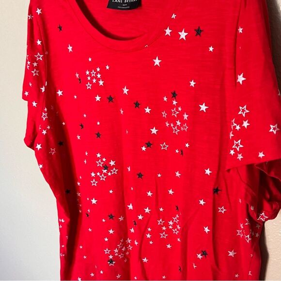 Lane Bryant Cotton Red Embroidered Stars Graphic Tee Shirt Top Size 18/20 - Picture 5 of 9